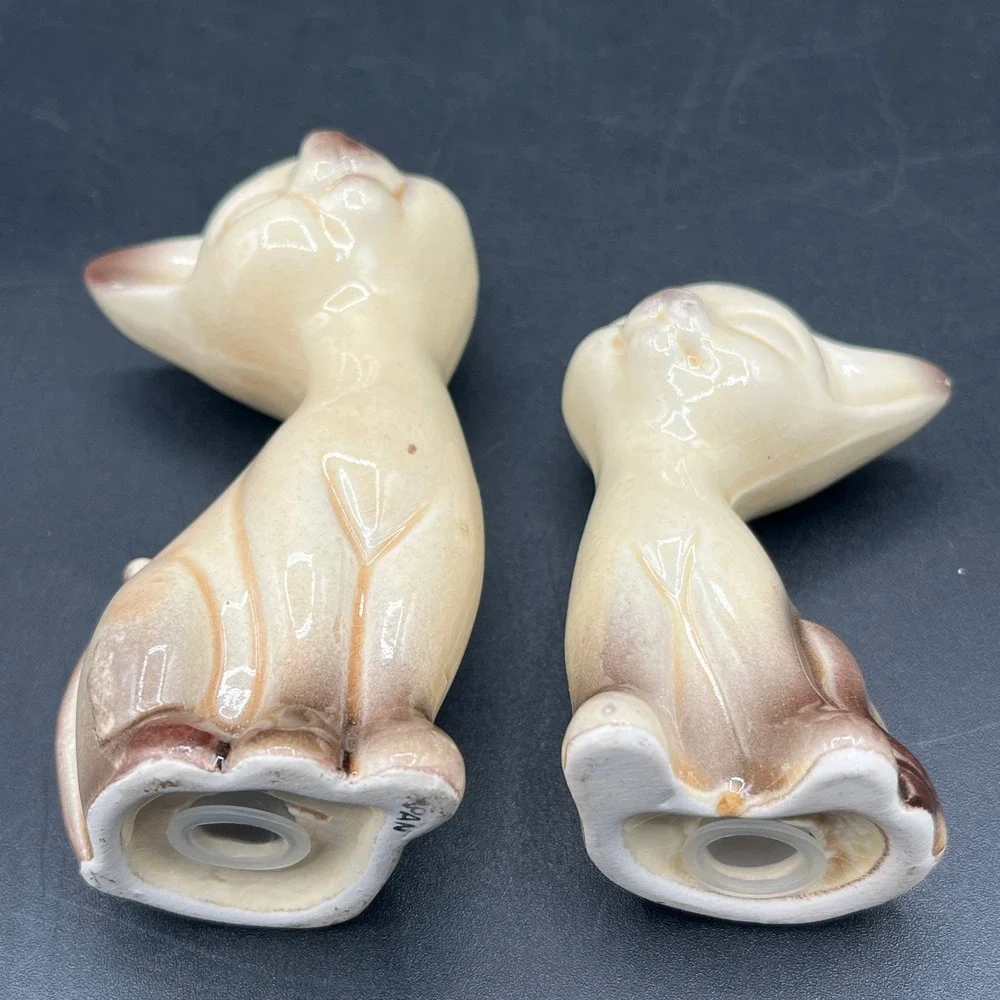 Vtg Siamese‎ Cat Salt Pepper Shakers Mid Century Modern Japan Ceramic Set 5